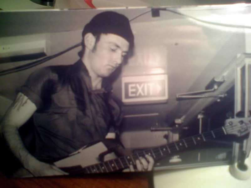 Paul Cormack playing bass with Crow at the Palace Hotel in 1988.